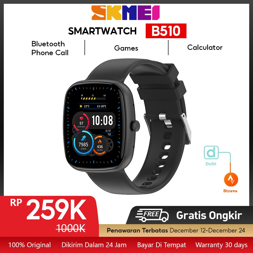 Skmei B510 jam smartwatch pria wanita  bluetooth call jam tangan outdoor running hp  smart watch uni