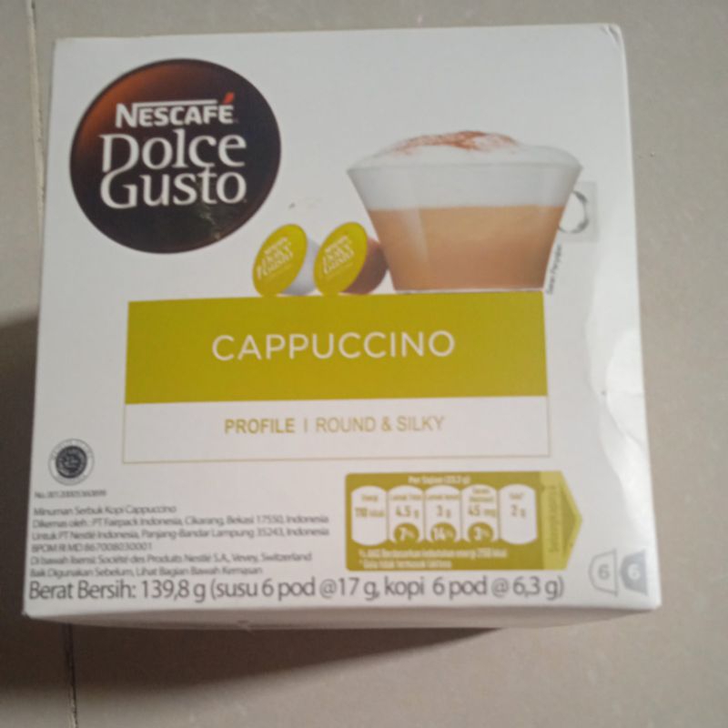 

Kopi Nescafe Dolce Gusto Capuccino Profile I Round & Silky 139.8gr (Susu 6 pod @ 17g. kopi 6 pod @ 6.3g )