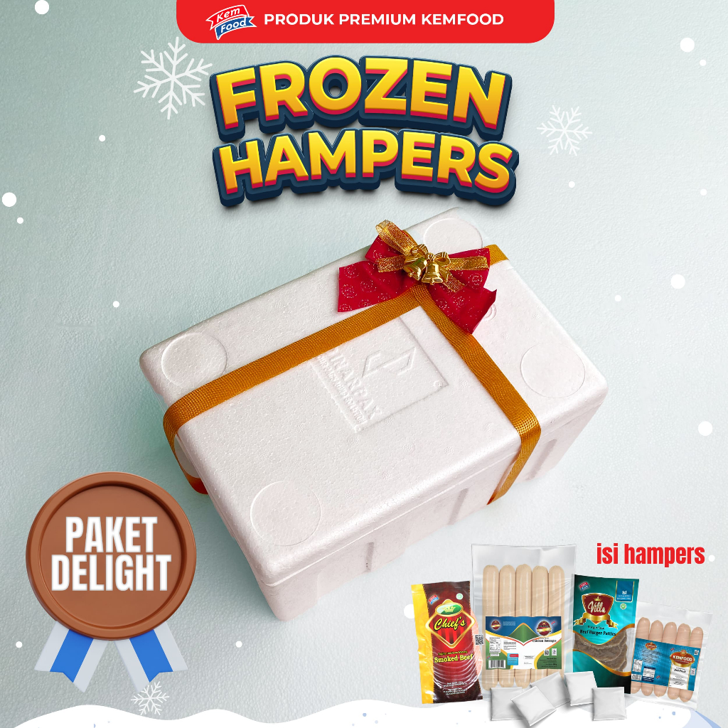 

PAKET DELIGHT HAMPERS - Smoked Beef Chief 200gr - Patties Beef Villa 400gr - Sosis Ayam Villadorp Premium 600gr - Sosis Beef Frank Kemfood 225gr