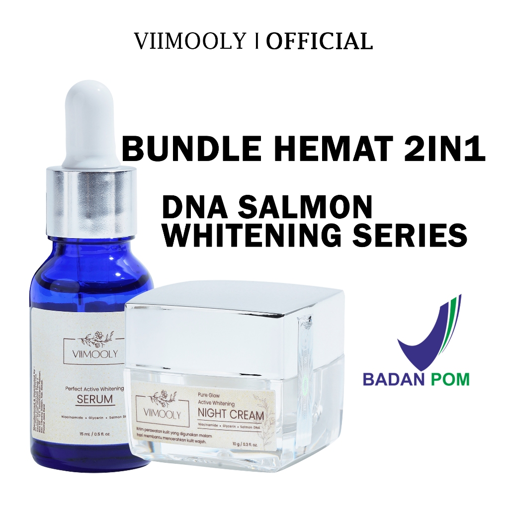VIIMOOLY - PAKETAN DNA Salmon 2IN1 Sabun & Cream Deep Cleanser White Radiance Protect Active Whiteni