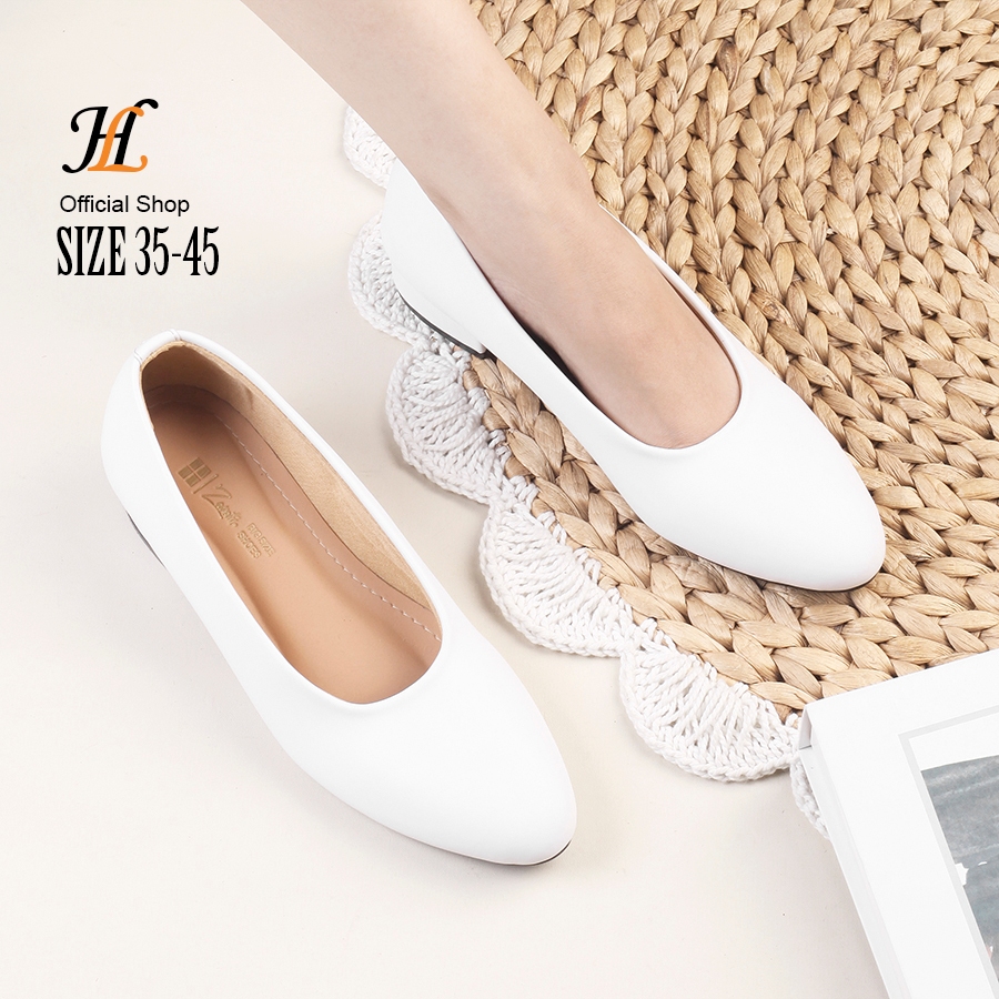 Wanita Putih Uk 35 - 45 Heels 3cm Ukuran Standar & Jumbo / SEPATU BIG SIZE WANITA KANTORAN