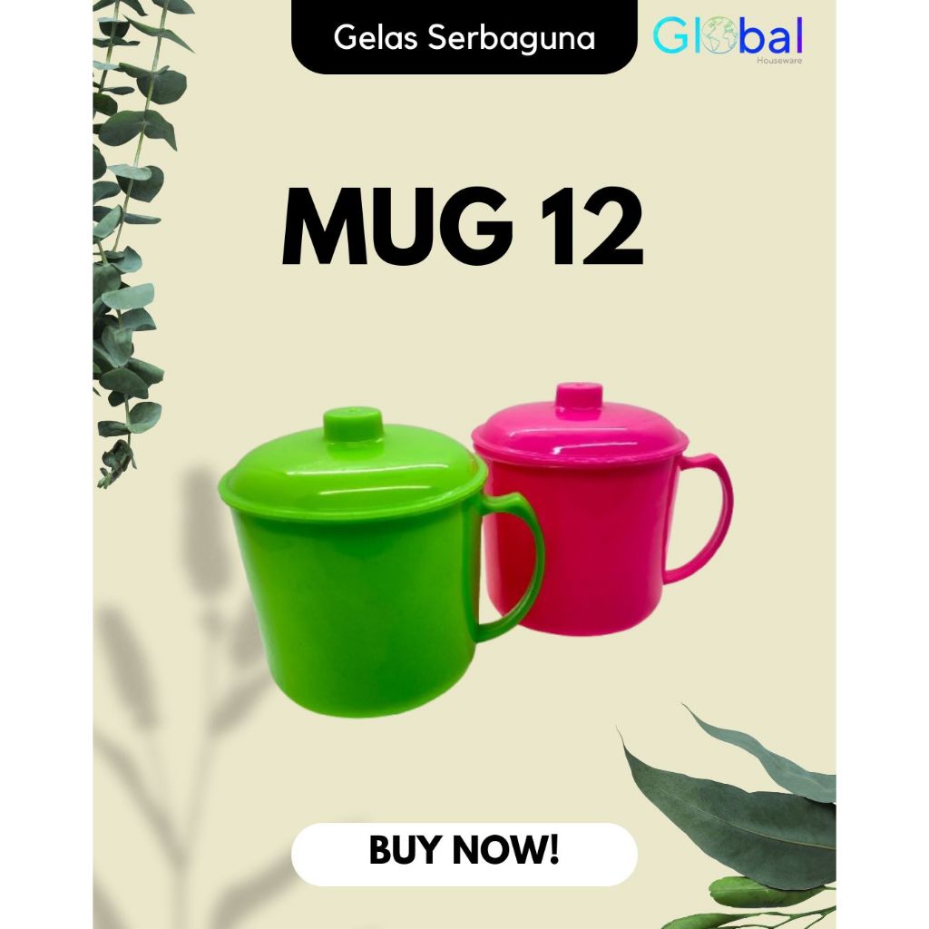 MUG 12 / MUG PLASTIK TUTUP/ GELAS TUTUP / GELAS PLASTIK TUTUP