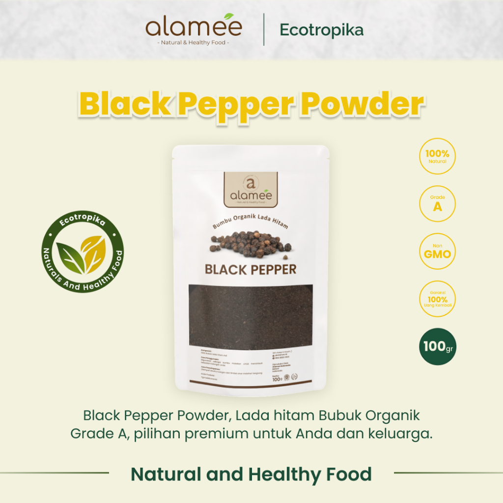 

Blackpepper Powder Lada Hitam Bubuk Black Pepper Bumbu Dapur Instan Grade A Premium 100 Gram