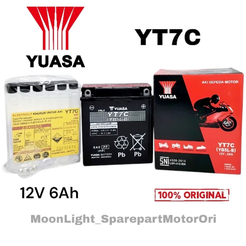 AKI MOTOR MIO SPORTY MIO SMILE, ACCU VEGA R, VEGA ZR YT7C YUASA Accu Kering 6Ah ORIGINAL