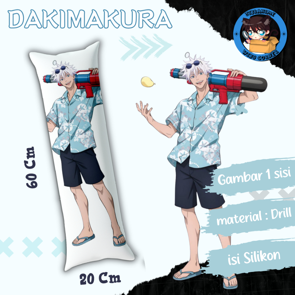 dakimakura / guling anime gojou jujutsu kaisen 60x20 cm sudah isi