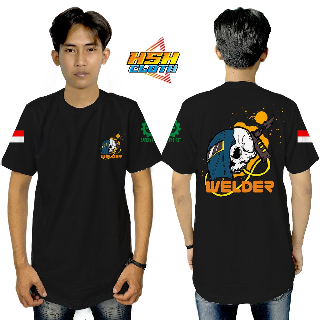 Baju Kaos Distro Welder Skull Head Tukang Las Bisa Custom - HSHCloth