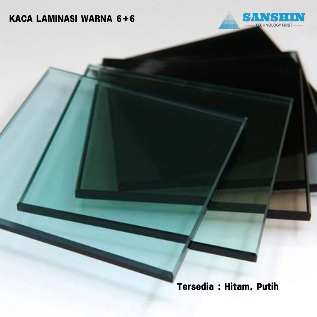 KACA LAMINASI WARNA 6+6MM GEMA Rp 53/cm² BISA TEMPERED, BISA ASAHI