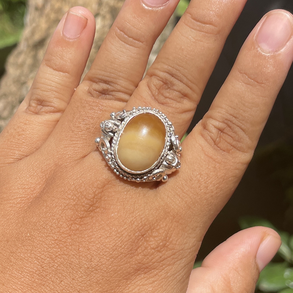 Cincin Ring Perak Silver Bali Batu Besar Agate Polos Asli 925 Pria Laki Wanita Keren Elegan Custom