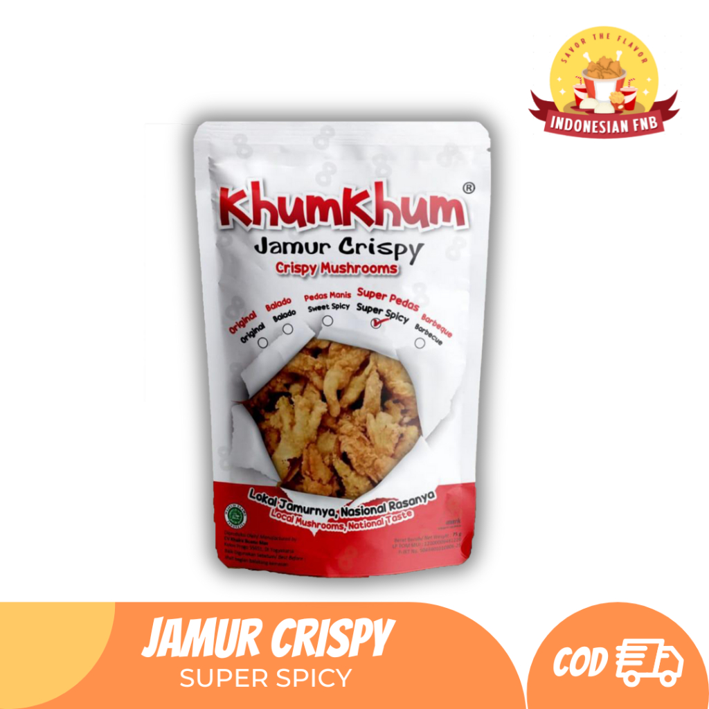 

Khumkhum Jamur Crispy Super Spicy Sensasi Pedas Ekstra 75g