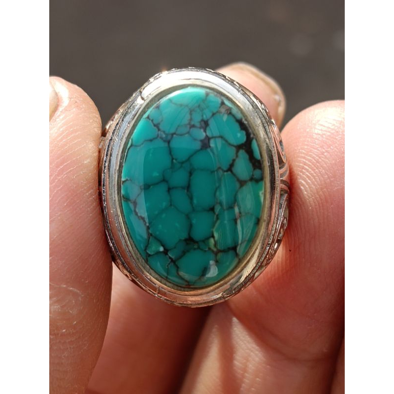 Batu Pirus Hubei Ceplok Kuro Cantik Natural