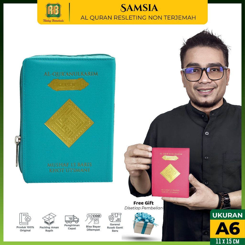 Al Quran Alquran Kecil Mini Samsia A6 Resleting Mushaf Utsmani Qur'An Non Qur An Sleting A6 Seleting