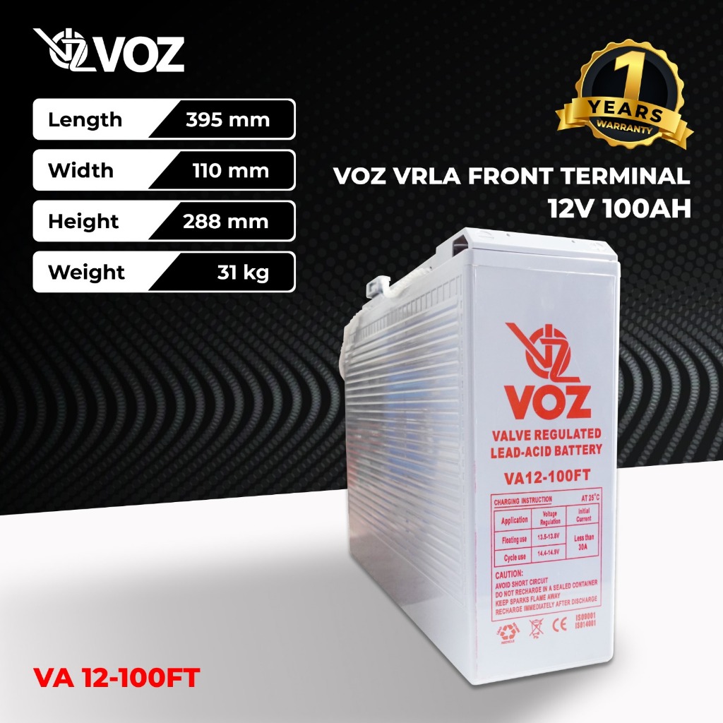 VOZ VRLA 12V 100Ah 100 Ah Front Terminal Aki Kering Baterai Battery ORIGINAL