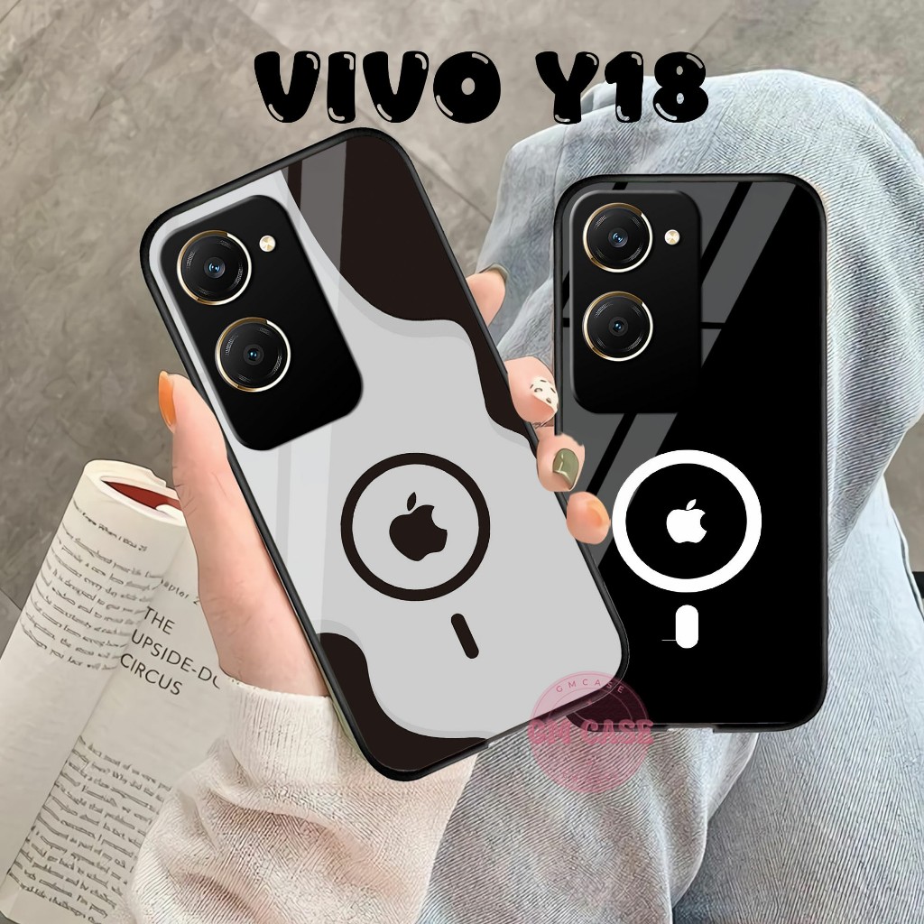 Softcase Kaca HP VIVO Y18- Kesing Hp VIVO Y18 Terbaru - Casing Hp Motif APEL-HITAM-KEREN-ANTI AIR-AN