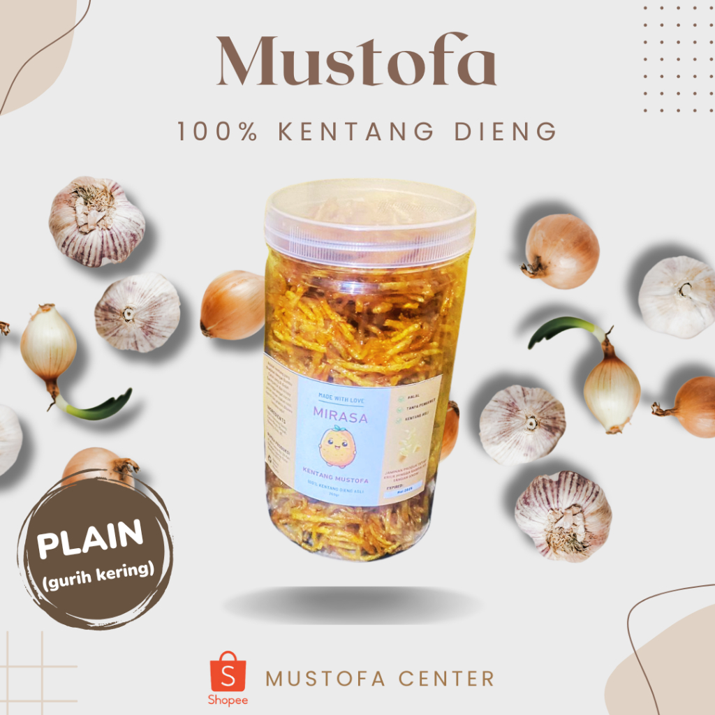 

Kentang Mustofa Premium 1000ml MIRASA PLAIN GURIH KERING Keripik Kering Kentang