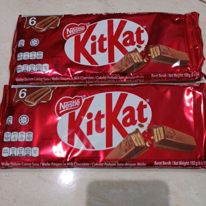 

Nestle Kit Kat Wafer Dalam Cokelat paduan susu dan wafer isi 6
