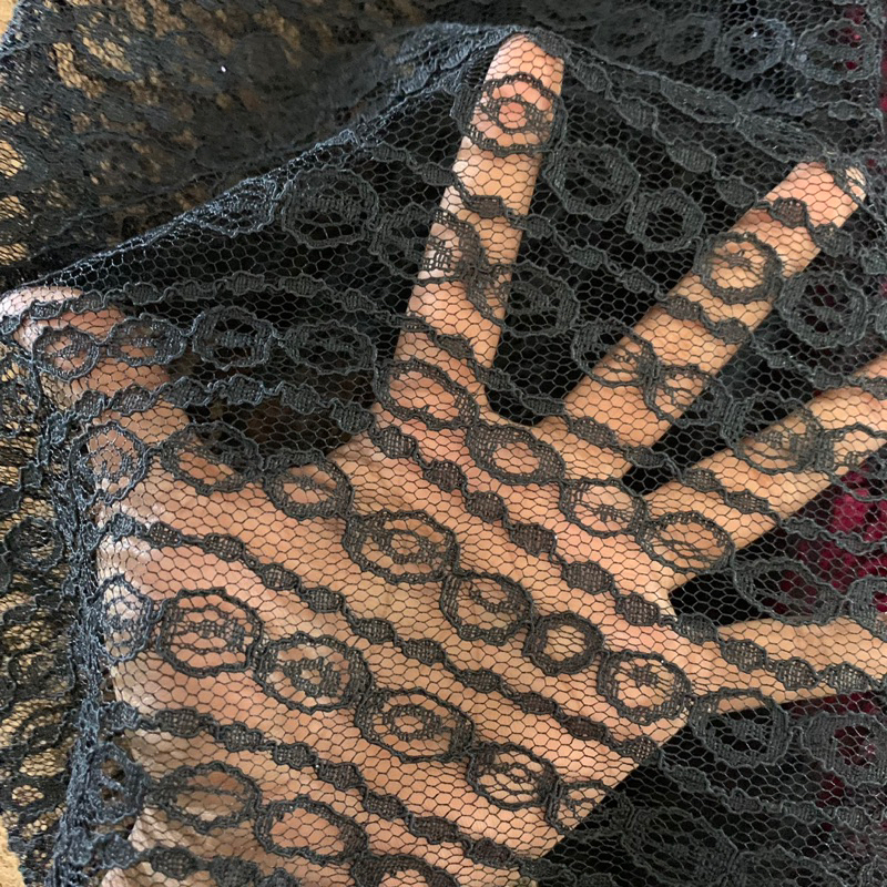 kain brukat lace premium - kain brokat lace import - [HITAM]