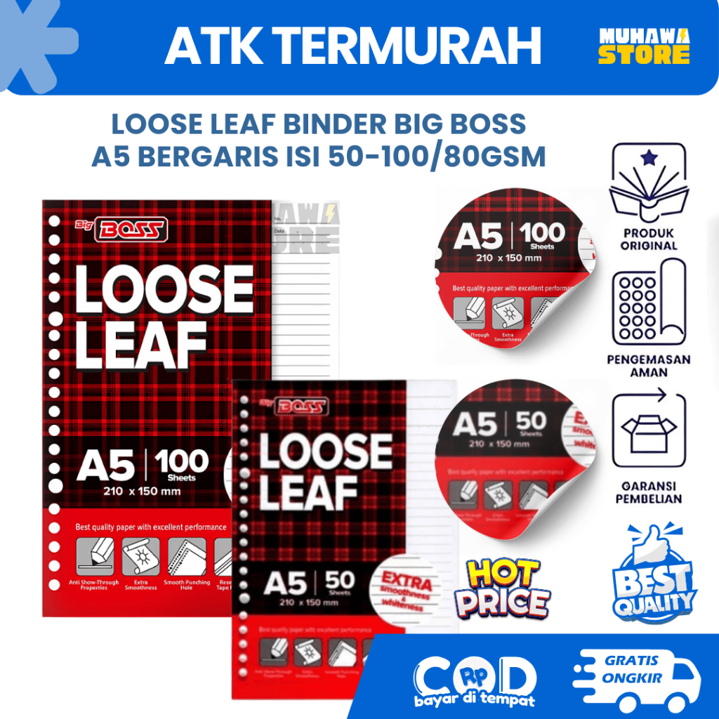 

Boss Loose Leaf Binder A5 Bergaris ISI 50-100 LEMBAR /80SM