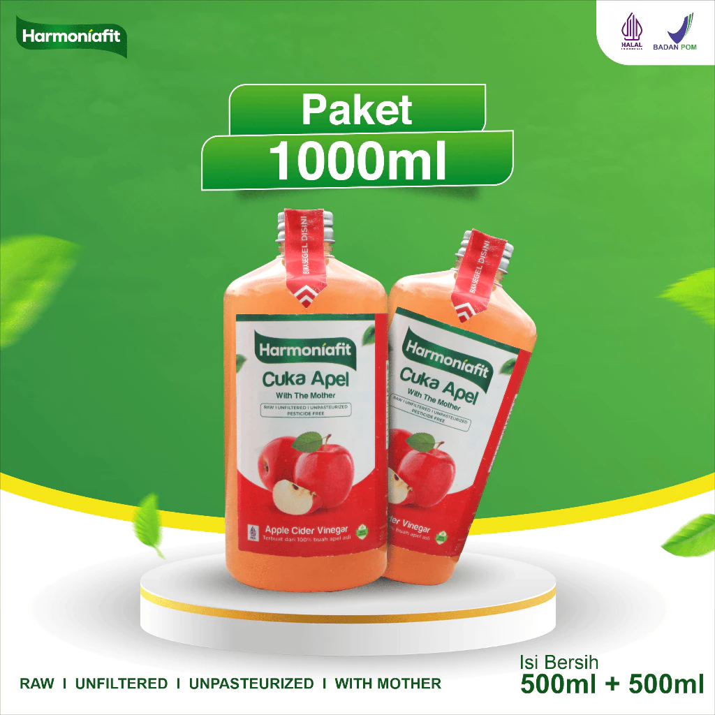

Paket Hemat Cuka Apel Original 500Ml+500Ml Sari Cuka Apel With Mother Harmoniafit