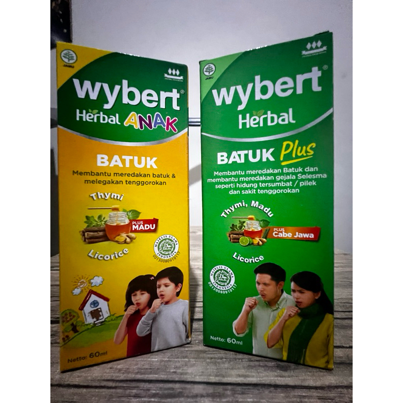 Wybert Herbal Anak (Kuning) & Wybert Herbal Dewasa (Hijau). Obat Batuk 60ml. Membantu meredakan batu