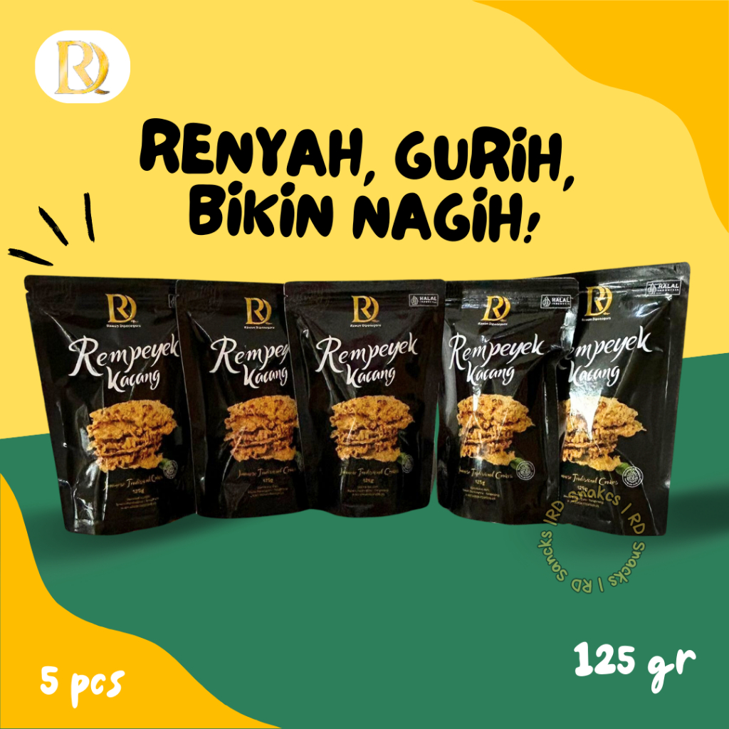 

Peyek Kacang Tanah Renyah Rempeyek Premium RD Snacks Isi 5 Pcs