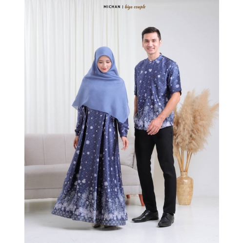 Baju Couple terbaru gamis dewasa motif kemeja koko lengan pendek terbaru baju muslim couple pasangan