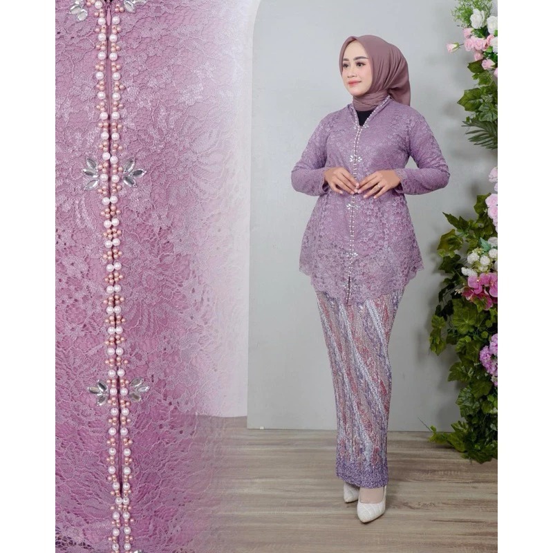 Promo!!! Kebaya Encim Brukat Full Payet Premium / Kebaya Kondangan Mewah Mix Payet Mutiara Terbaru /