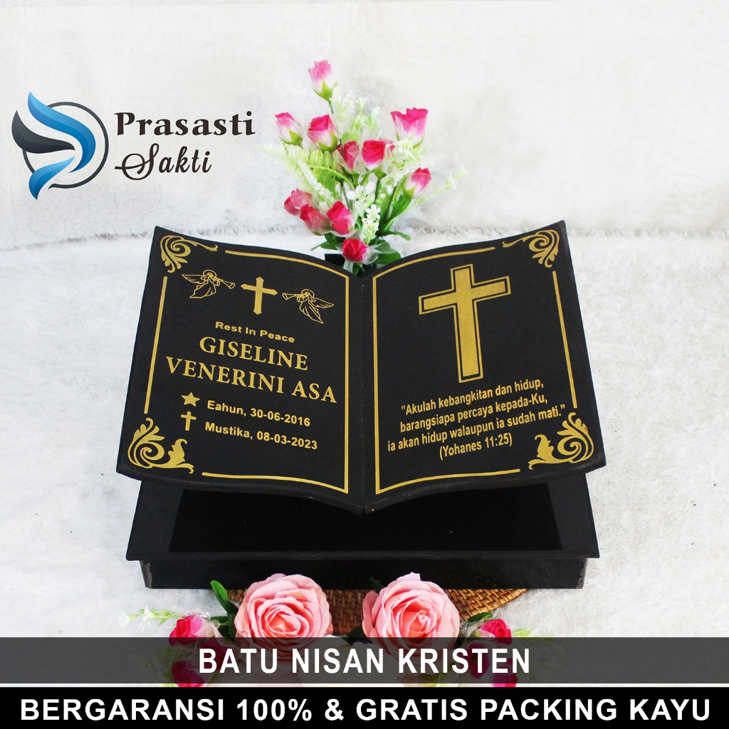 Batu Nisan Kristen Makam Full Set Granit Kijing Maesan Kuburan 30 X 40 / 30 X 40 D20