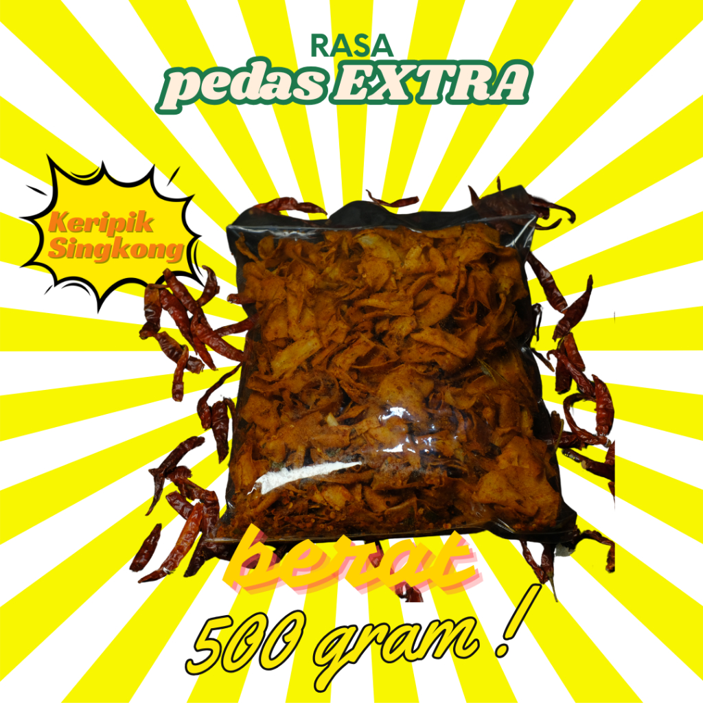 

Keripik Singkong Kriwil EXTRA PEDAS DAUN JERUK LEVEL 10 Kemasan 500 Gram Keripik Extra Pedas