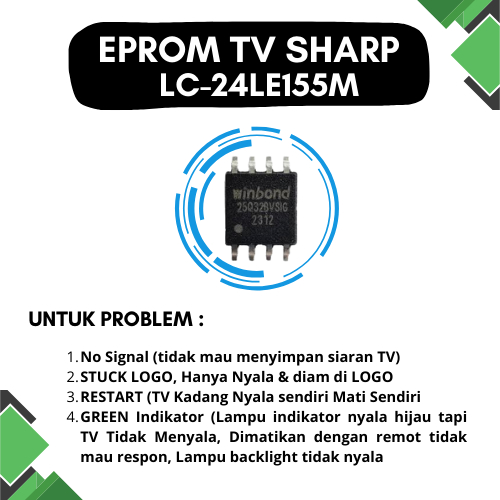 ic eprom memory tv LED Sharp lc-24le155m lc24le155m