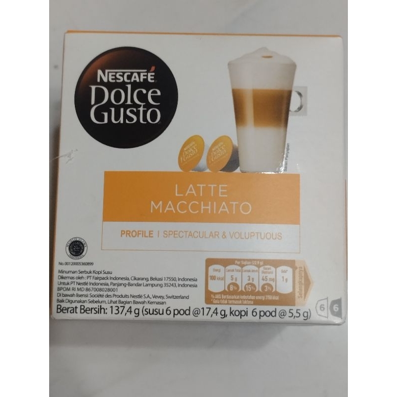 

Nescafe Dolce Gusto Latte Macchiato Spectacular & Voluptuous 137.4g (susu 6 pod @17.4g, kopi 6 pod @5.5g)