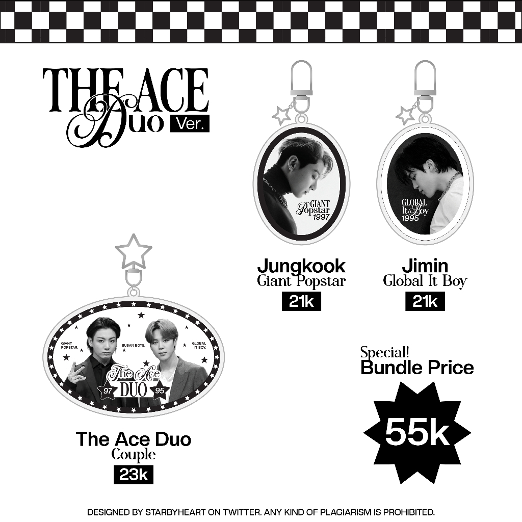 [PELUNASAN B] Keychain Jikook Black & White Edition by StarByHeart