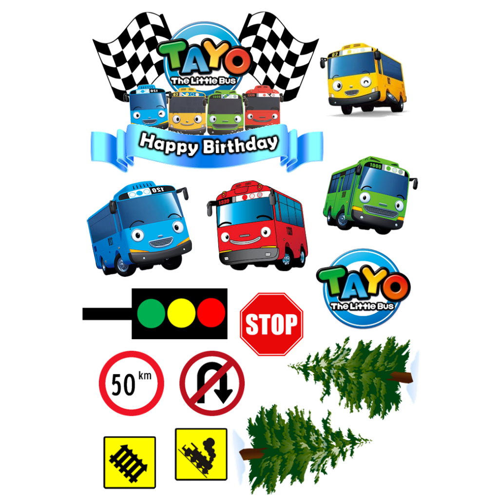 Topper TAYO Free Custom Nama dan Umur | Hiasan Cake Birthday TAYO