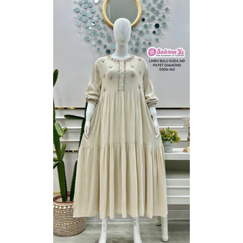 Midi dress katun linen 9493  / midi dress katun linen salvina ys