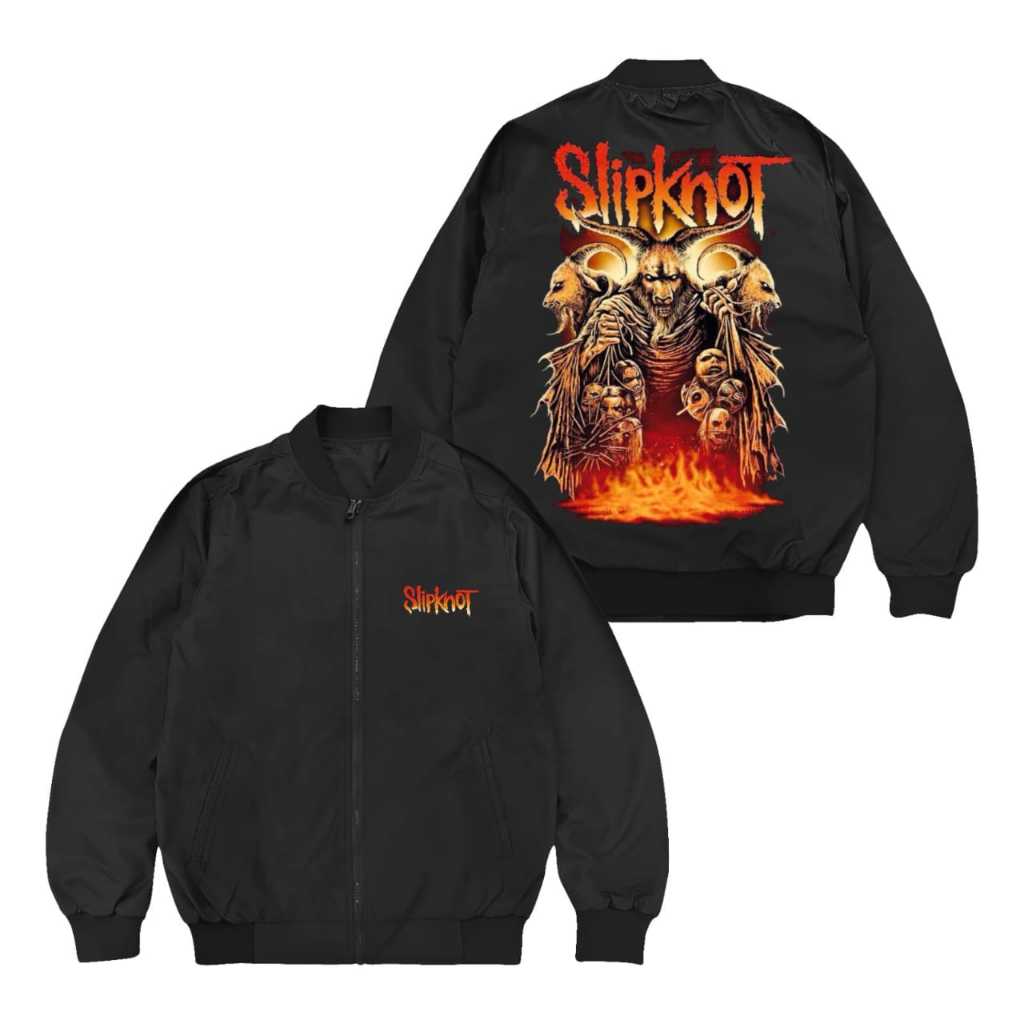 zuro clothing Jacket Bomber SLIPKNOT DOMBA Jacket pria waterproof Black Unisex
