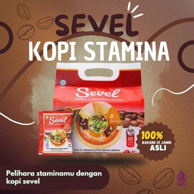 

Kopi Sevel Elemen 20 Saset | Kopi Herbal 7 Elemen | Kopi Sevel Per Pouch 20 Sachet