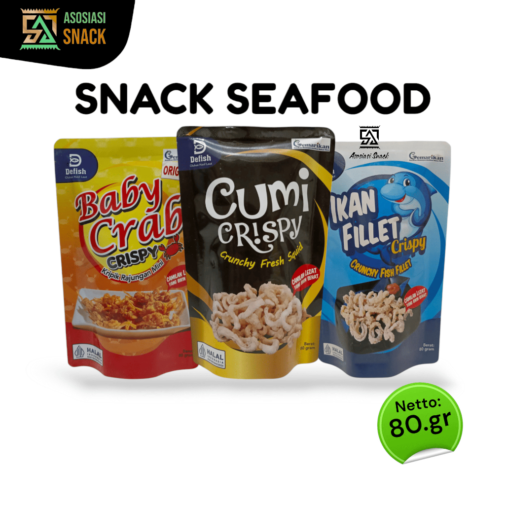 

SNACK SEAFOOD BABY CRAB CUMI CRISPY IKAN FILET Netto: 80.gram