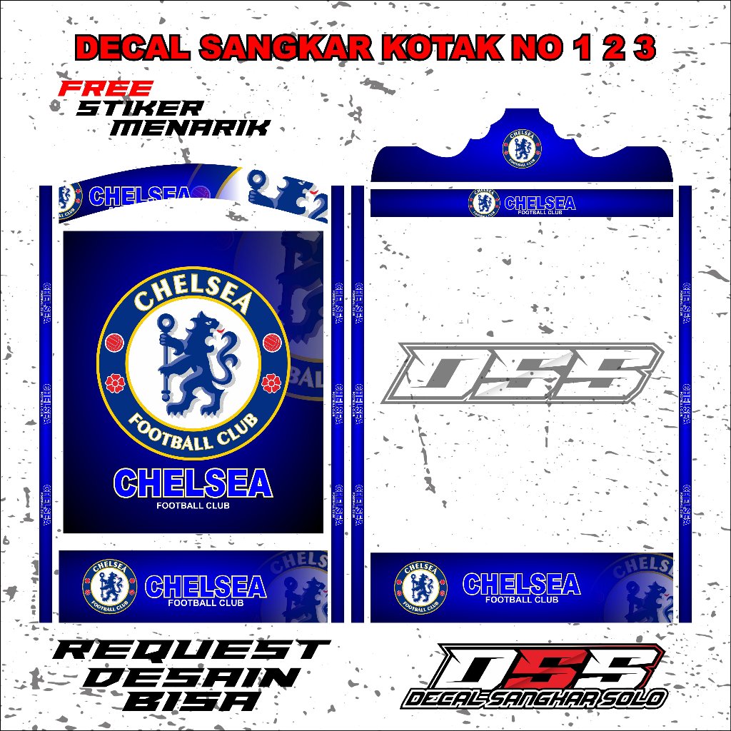 DECAL SANGKAR BURUNG KOTAK MOTIF CHELSEA NO 1 2 3