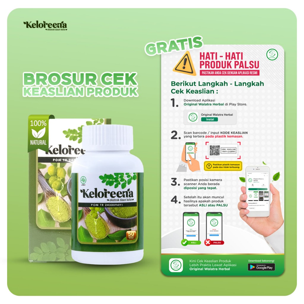 Brosur Cek Keaslian - Keloreena 50 & 100 Kapsul
