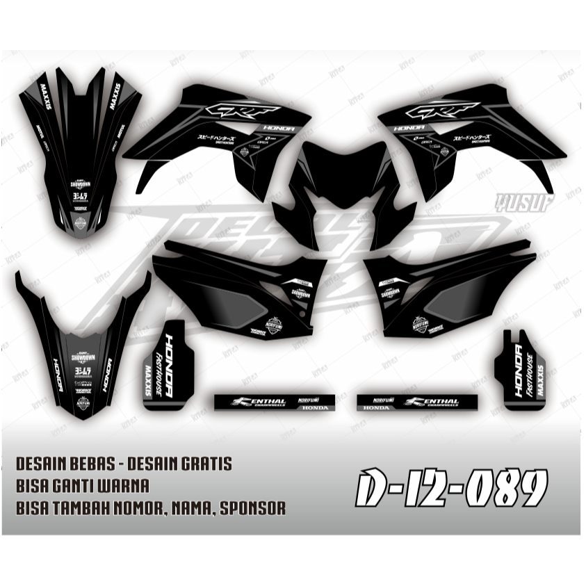 Decal Honda Crf 150L hitam list biru stiker crf 150 full body custom cutting hologram