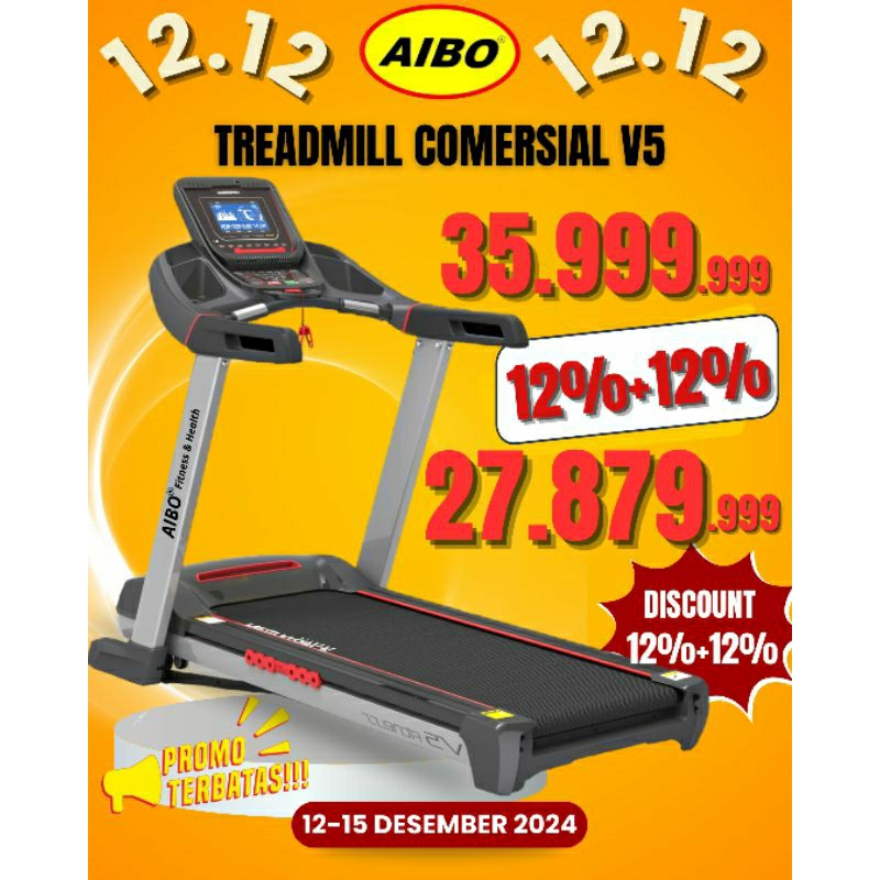 AIBO FITNESS & HEALTH BANJARMASIN/ PROMO Spesial 12.12/ Treadmill Elektrik Comercial V5/ Kualitas Gy
