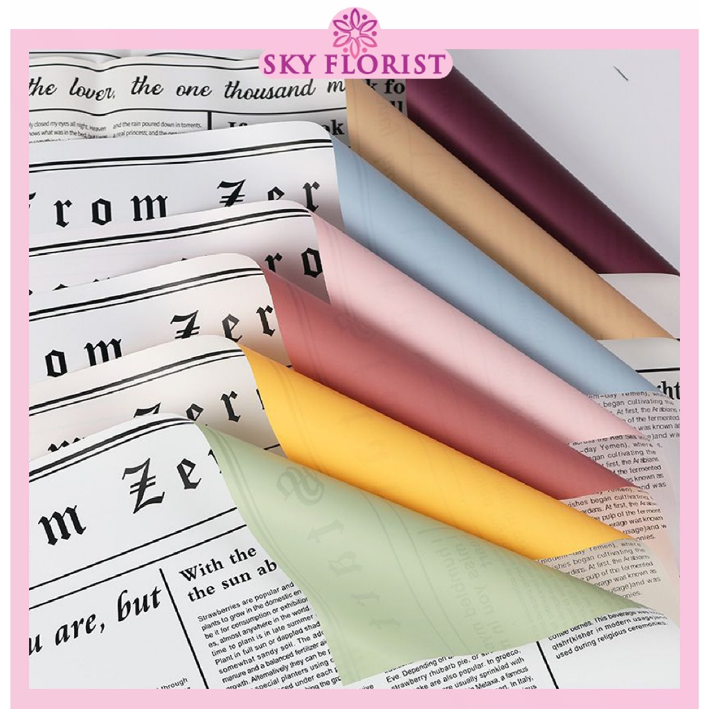 

Kertas Buket Bunga Dua Warna Motif Koran News Paper Bi Color Vintage Flower Wrapping KB6038