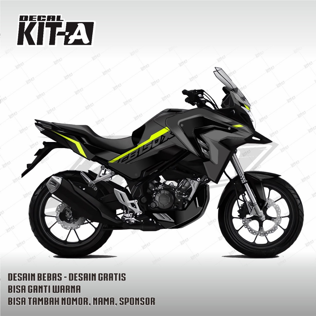 Decal Honda CB150X hitam list kuning