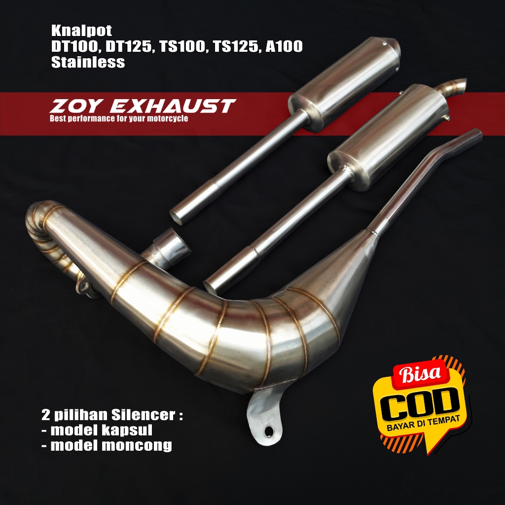 Knalpot DT100Knalpot Yamaha DT100/125 & Suzuki TS100/125 Stainles anti karat, Pnp