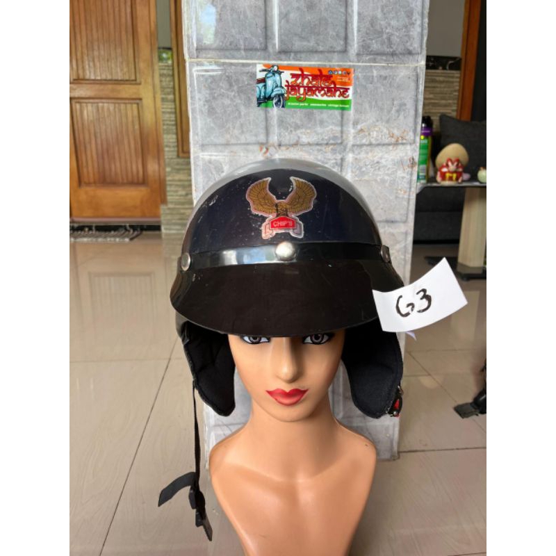 HELM VINTAGE Helm Chips Vespa Ori Abu-Abu
