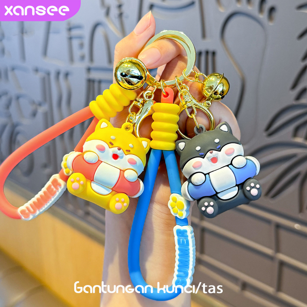 Gantungan Kunci Lucu 3D Karakter Kucing Summer Gantungan Tas Lucu / Keychain Kucing Summer / Gantung
