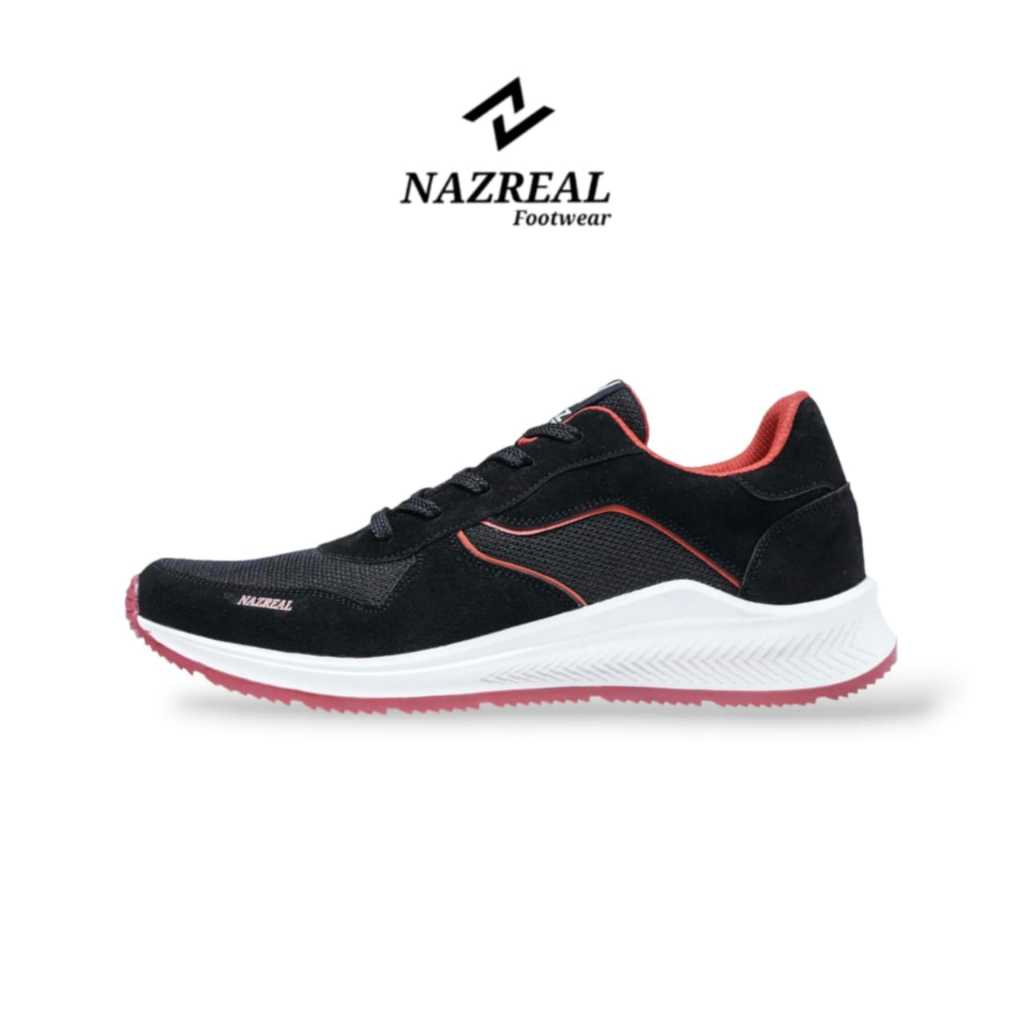 NAZ MARCEL - Sepatu Sneaker Running Pria Kasual Sport Hitam Sepatu Jogging Santai Pria 100% ORIGINAL