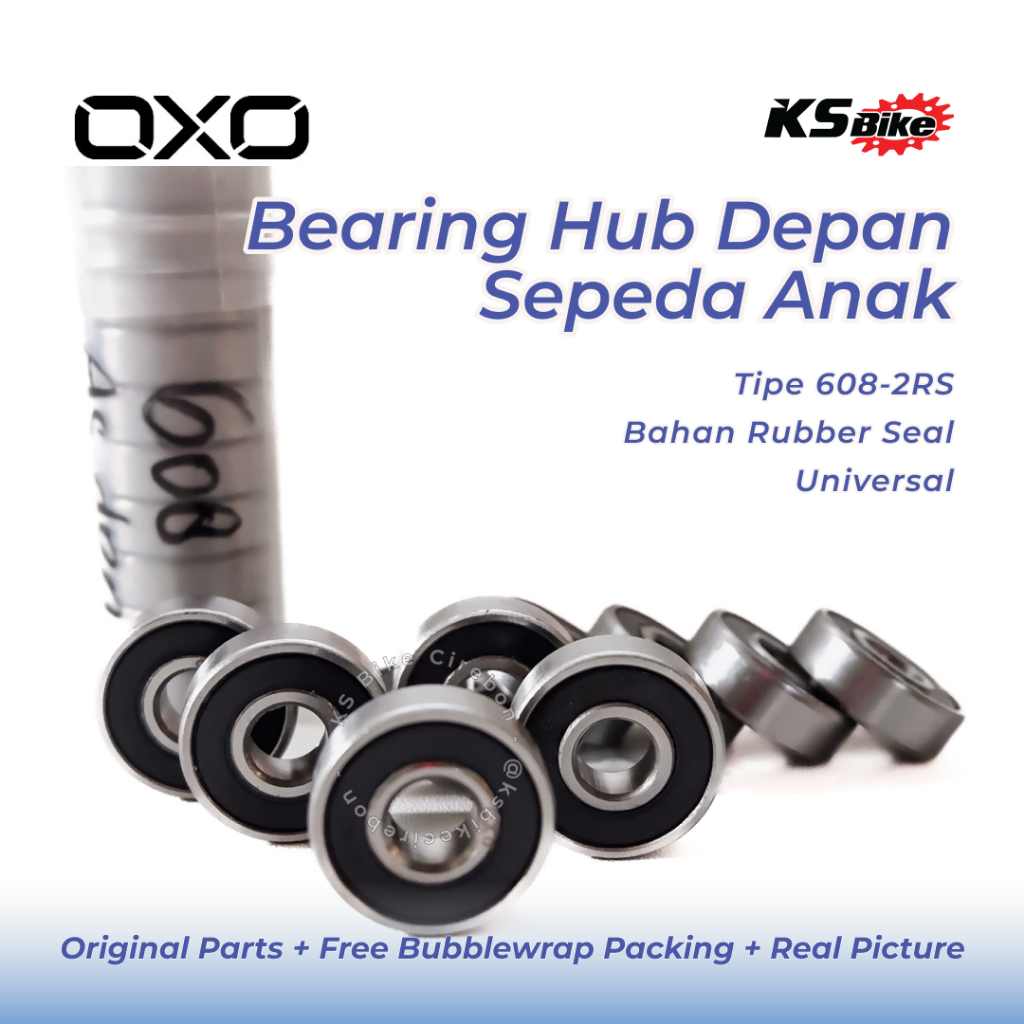 Laher Bearing Sepeda OXO Steel 608-RS Hub Roda Depan Freehub As Depan Pelor Ganti Bearing MTB Federa