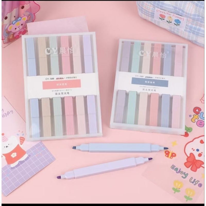 

Set Highlighter 6pcs pastel color dual tip