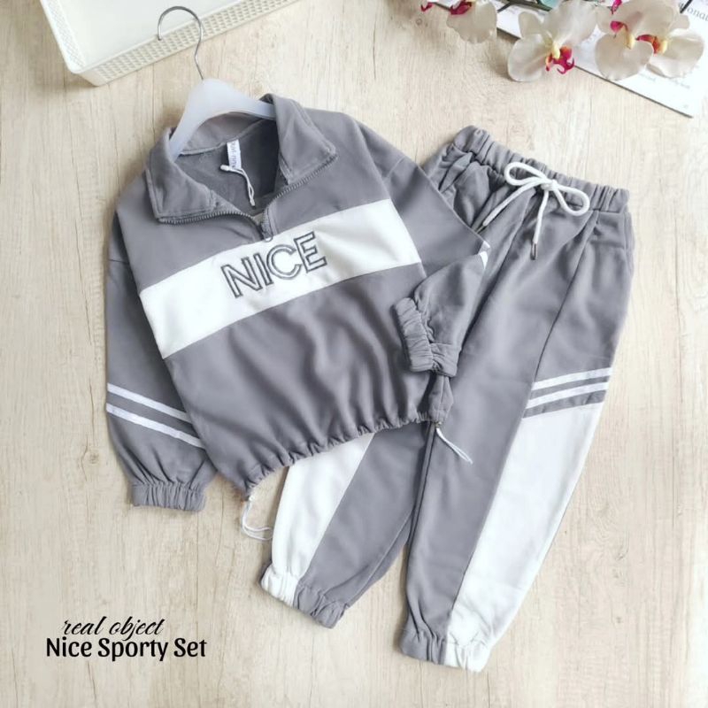 Setelan Anak Grey White Jaket Celana