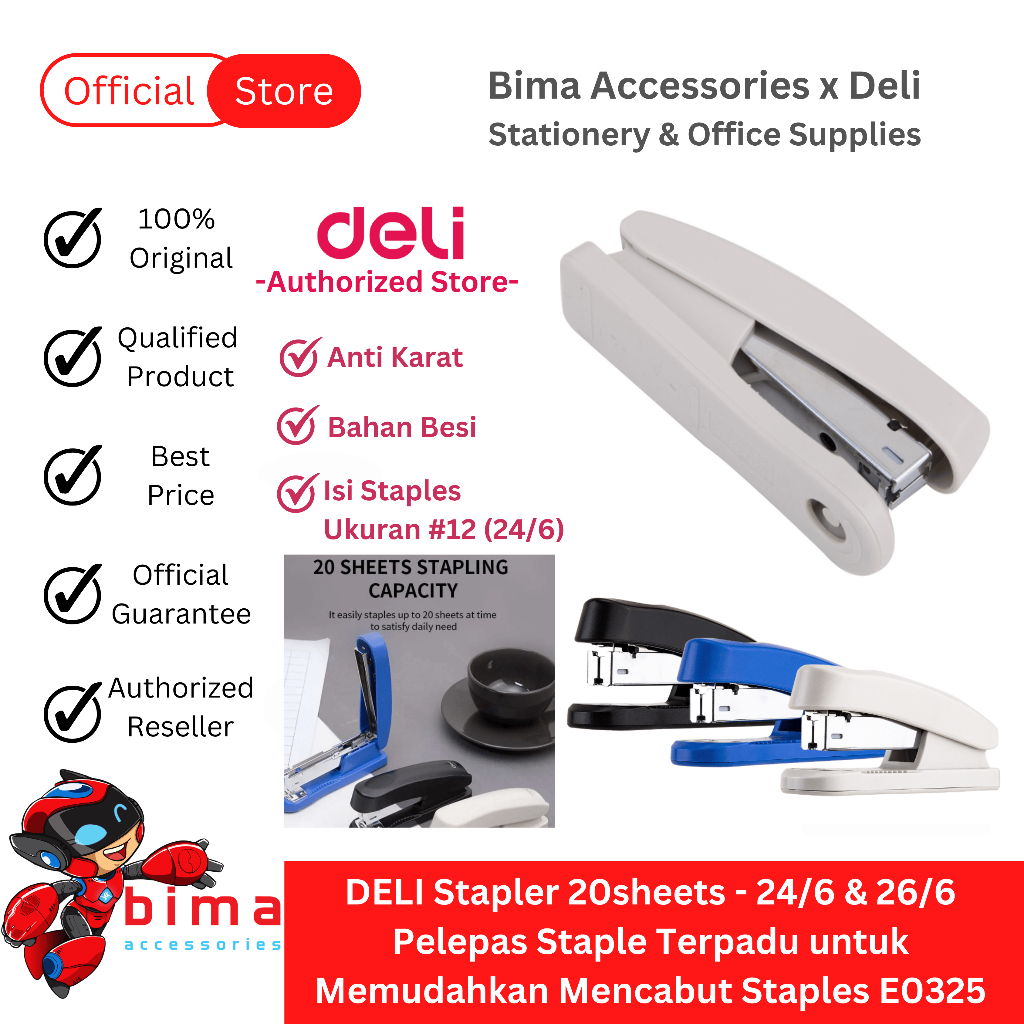 

DELI Staples Stapler HD 50 Max Besi Besar Anti Karat E0325